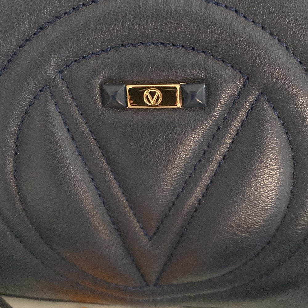 Valentino by Mario Valentino MIA Signature Genuine leather deep blue crossbody - Picture 3 of 14